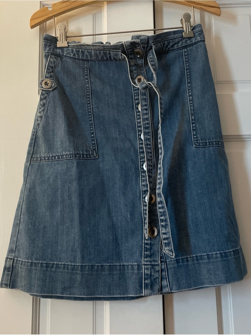 Sundance Denim Mini Skirt Petite Small PS Button Front Utility